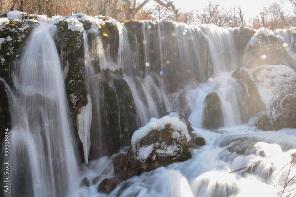 Frozen water fall in Jiuzhaigou, China Frozen water fall in Jiuzhaigou, China