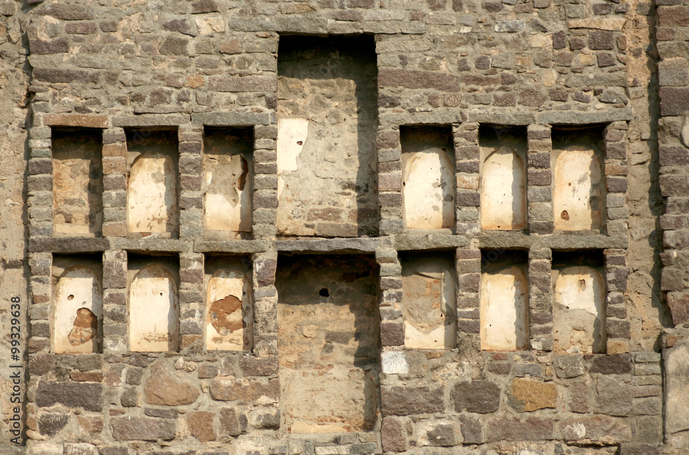 Architectural details of  400 year old Golkonda fort of Quli Qutub Shahi kings in Hyderabad,India