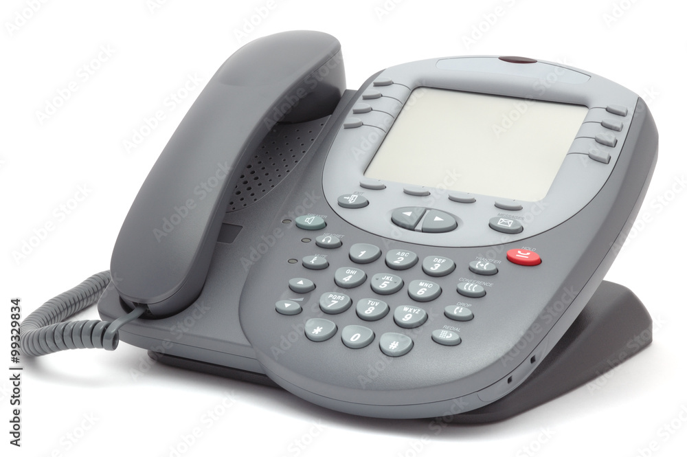Modern office system phone with large LCD screen. Isolated on wh Modern office system phone with large LCD screen. Isolated on wh