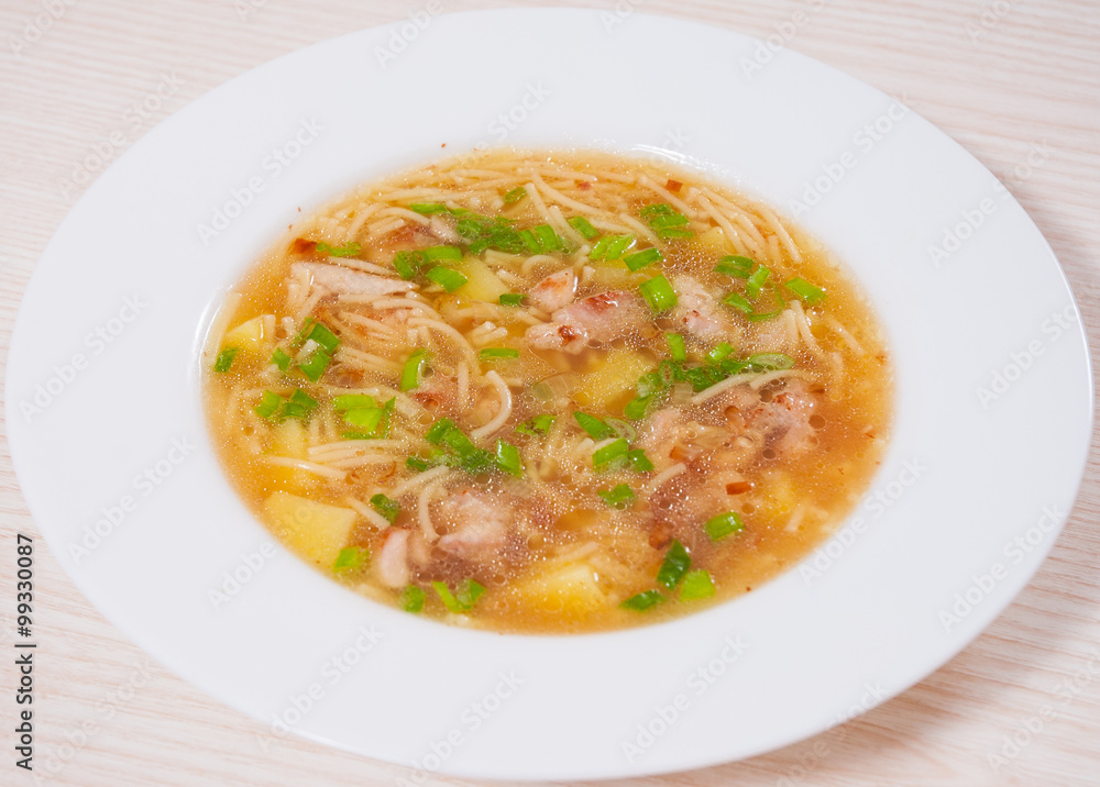 chicken soup with noodle and vegetables