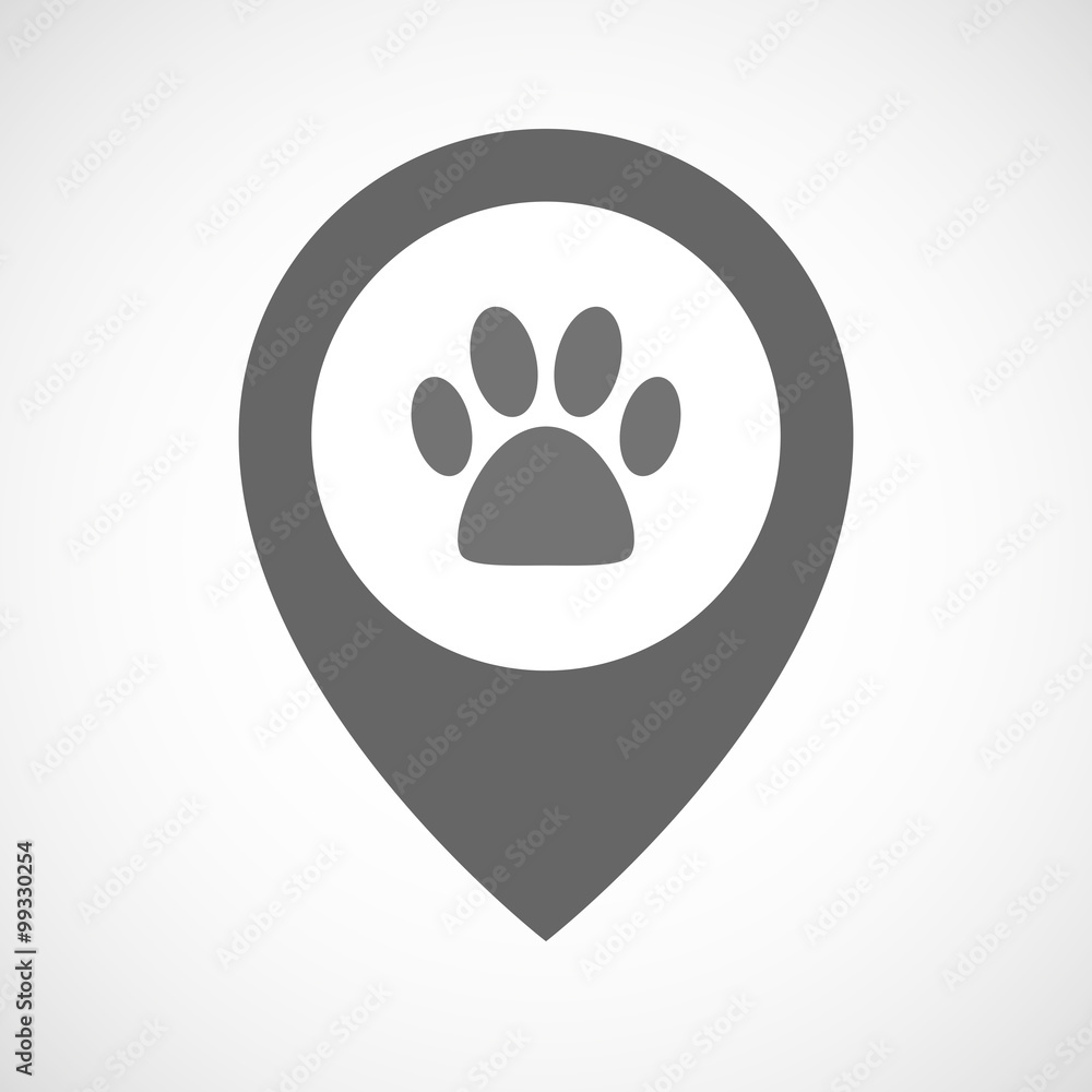 Isolated map marker with an animal footprint Isolated map marker with an animal footprint