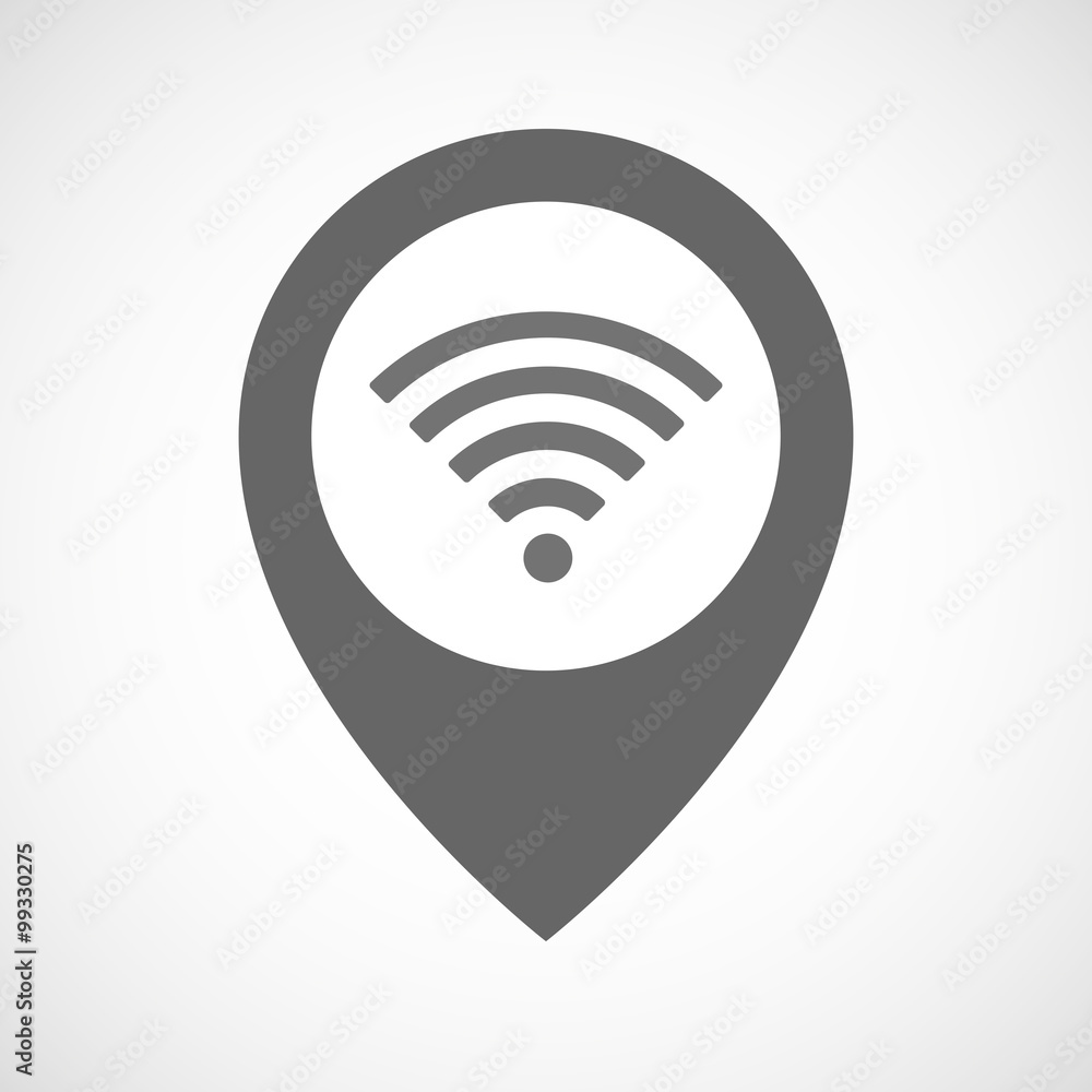 Isolated map marker with a radio signal sign Isolated map marker with a radio signal sign