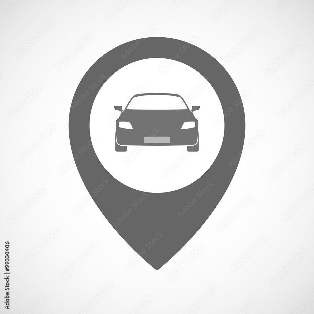 Isolated map marker with a car Isolated map marker with a car