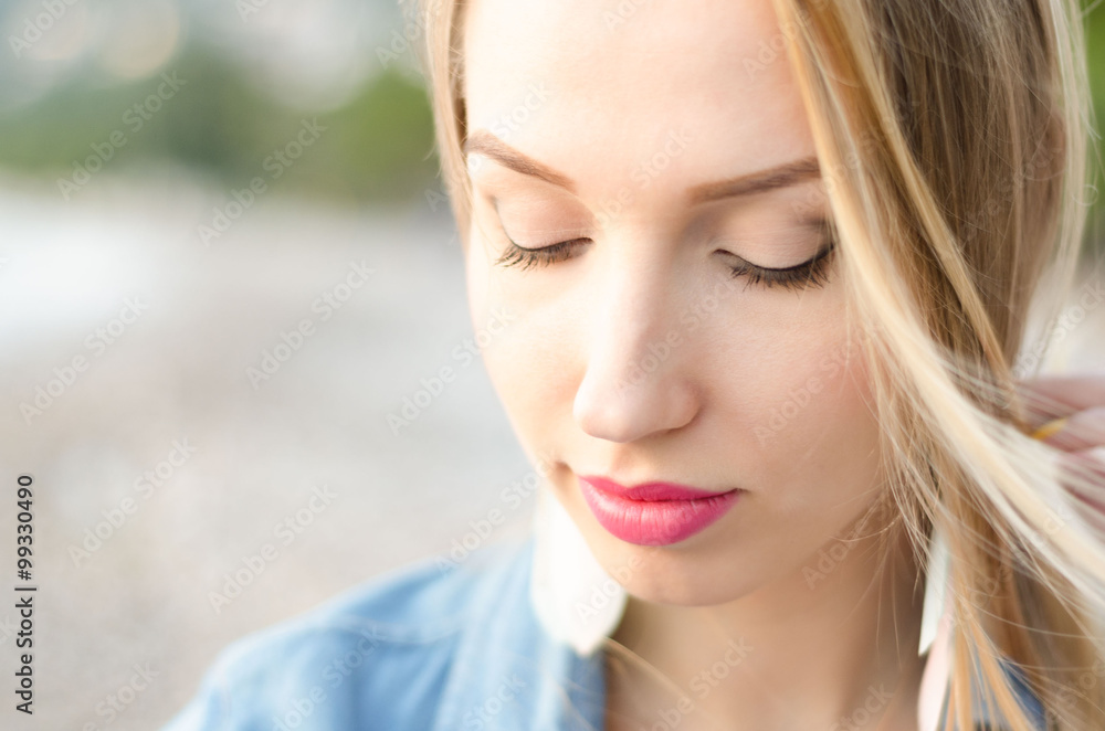 Portrait of a beautiful girl with closed eyes Portrait of a beautiful girl with closed eyes