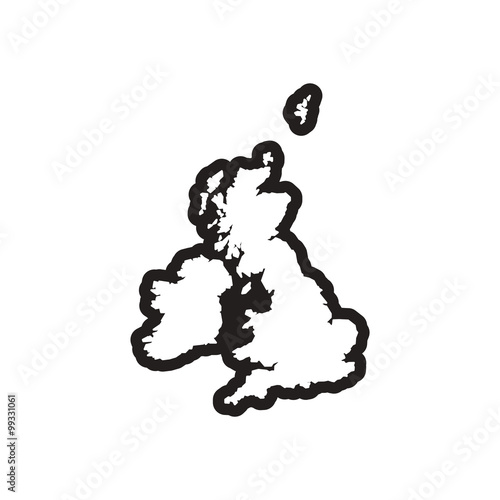 stylish black and white icon map of Britain photo