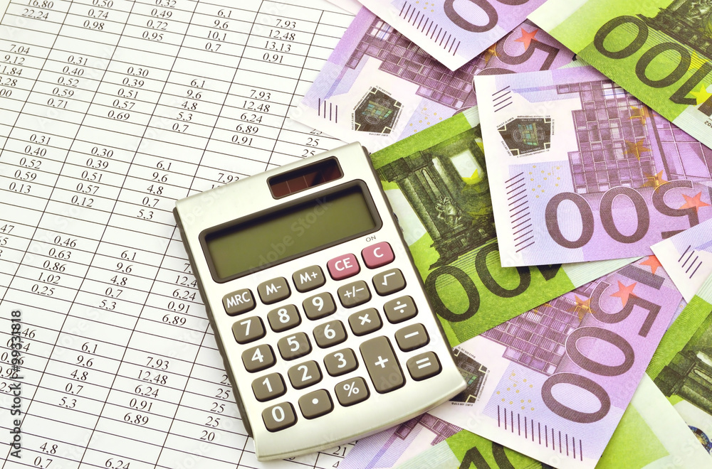 Money with calculator and financial digits Money with calculator and financial digits
