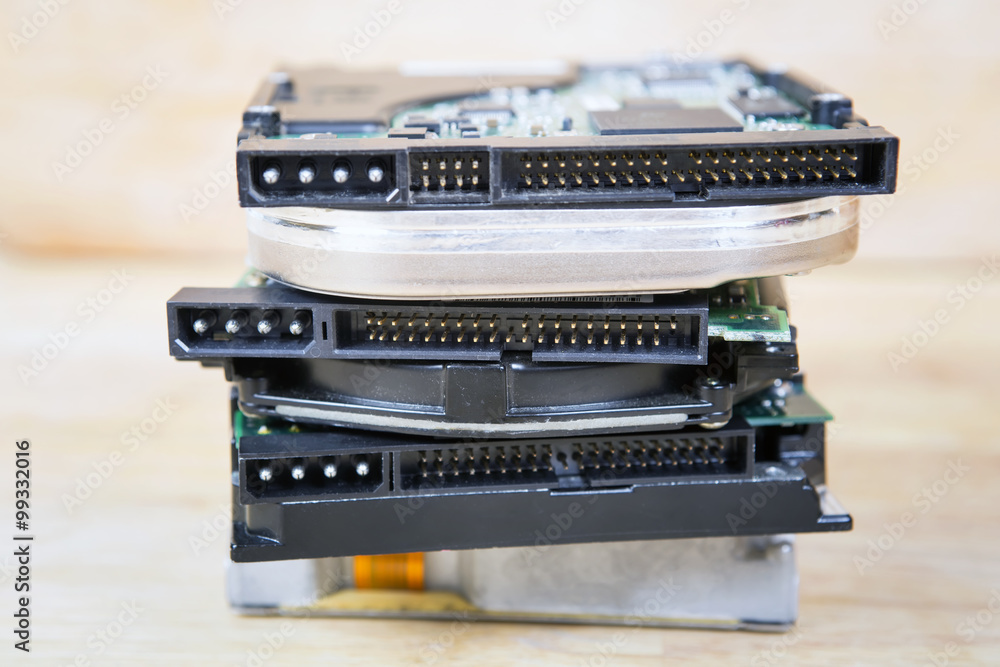 Stack of hard drives with selective focus Stack of hard drives with selective focus