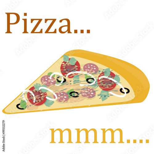 delicious hot pizza slice vector. Advertise Italian restaurant