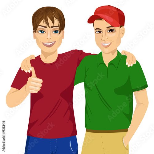 best friends standing embraced