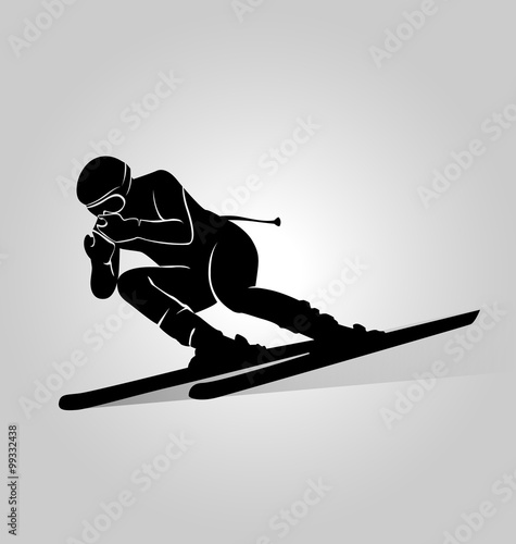 Vector silhouette skiers