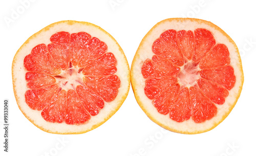 Two halves of grapefruit