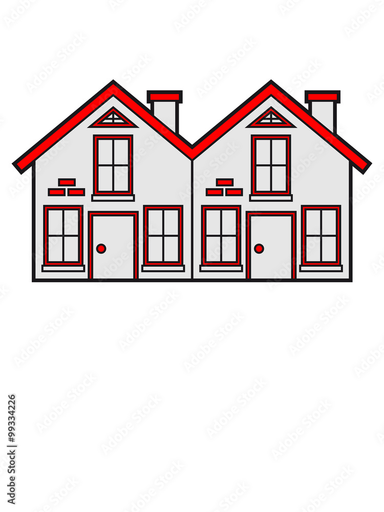 Fototapeta premium Semi-detached 2 houses neighborhood neighbors pretty little cottage house build Home Ownership