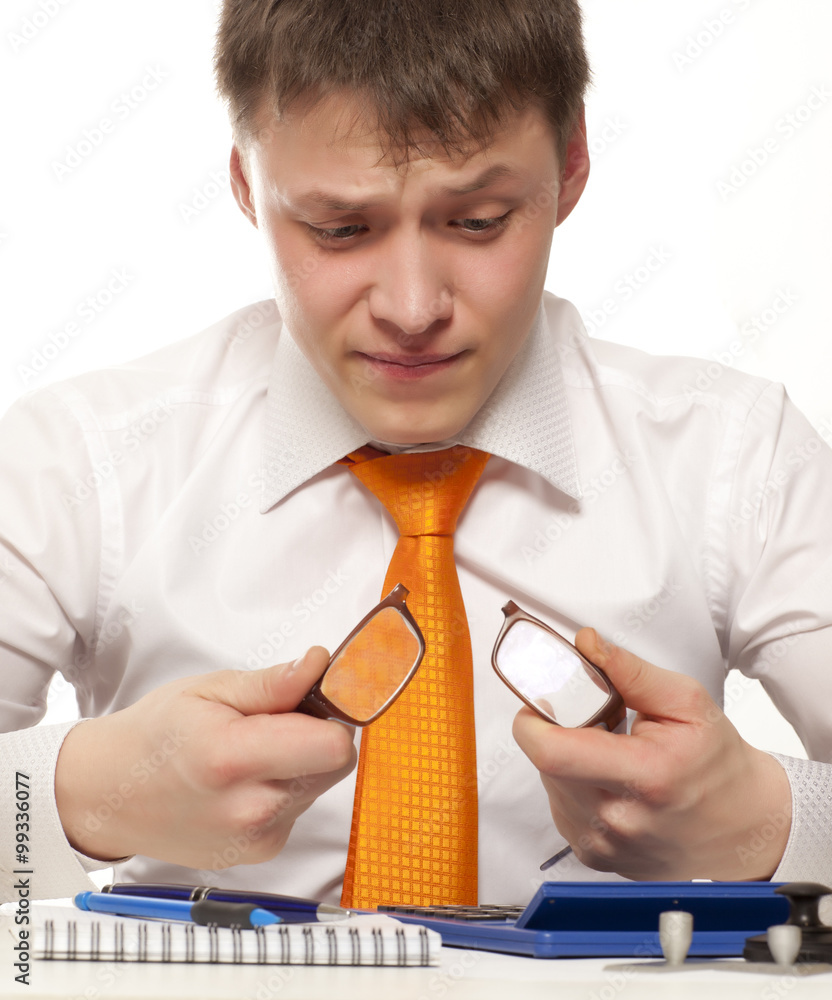 Businessman Broke Glasses Stock Foto Adobe Stock