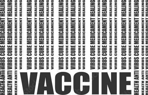 Vaccine text and bar code from relative words