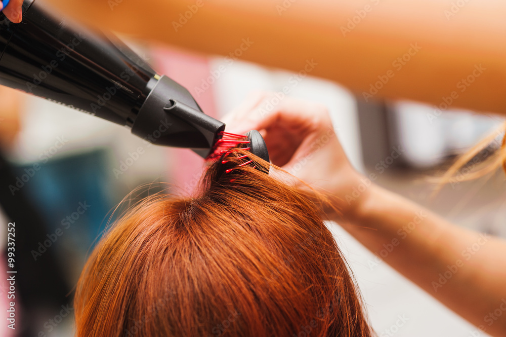 Naklejka premium Process styling hair