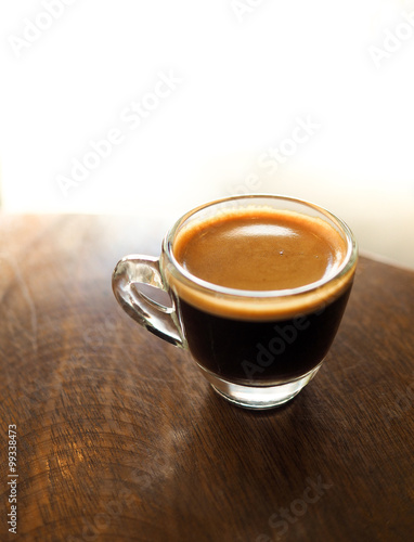 Cup of hot espresso coffee
