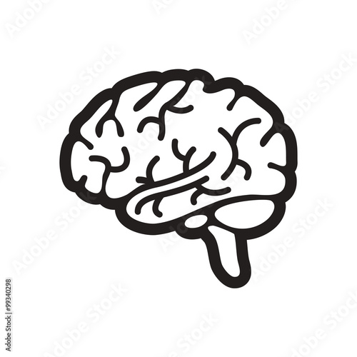 stylish black and white icon human brain