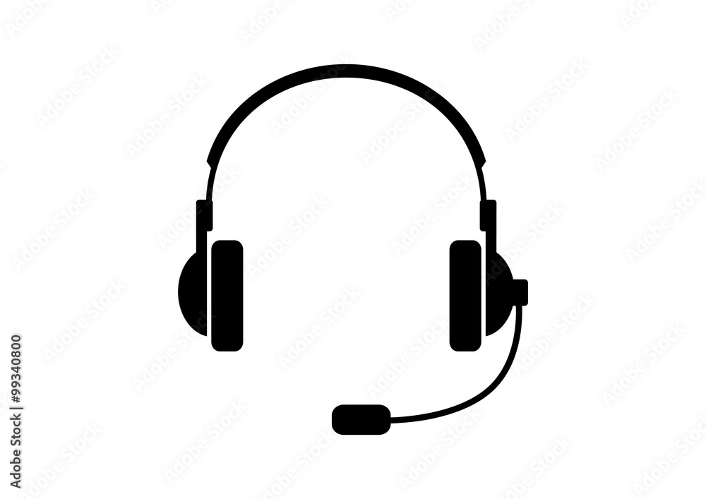 Black headphones icon on white background Black headphones icon on white background