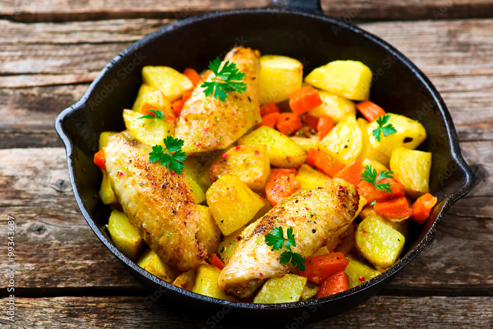 fried chicken with vegetables fried chicken with vegetables