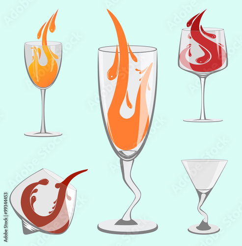 Set of beautiful wine glasses for the bar