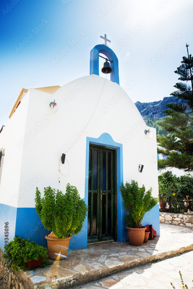 Greek chapel white and blue color