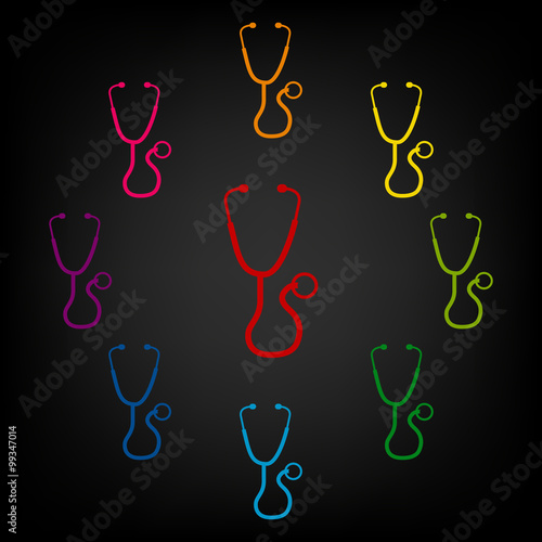 Stethoscope icon set