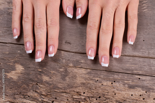 Advertising of french manicure for beauty salon.