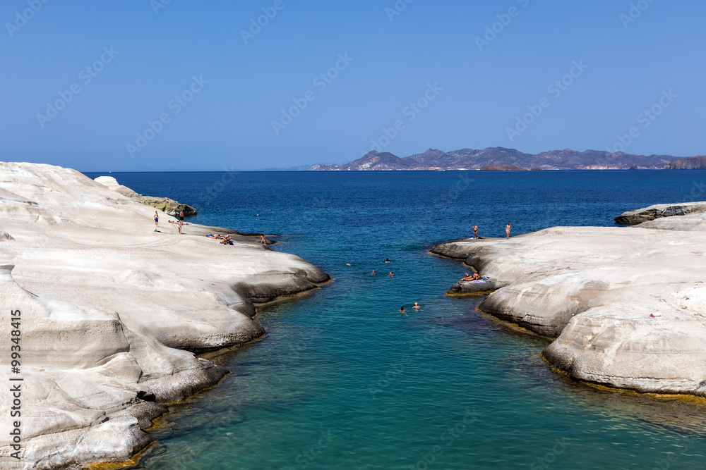 Naklejka premium Sarakiniko beach, in Milos island, Cyclades, Greece