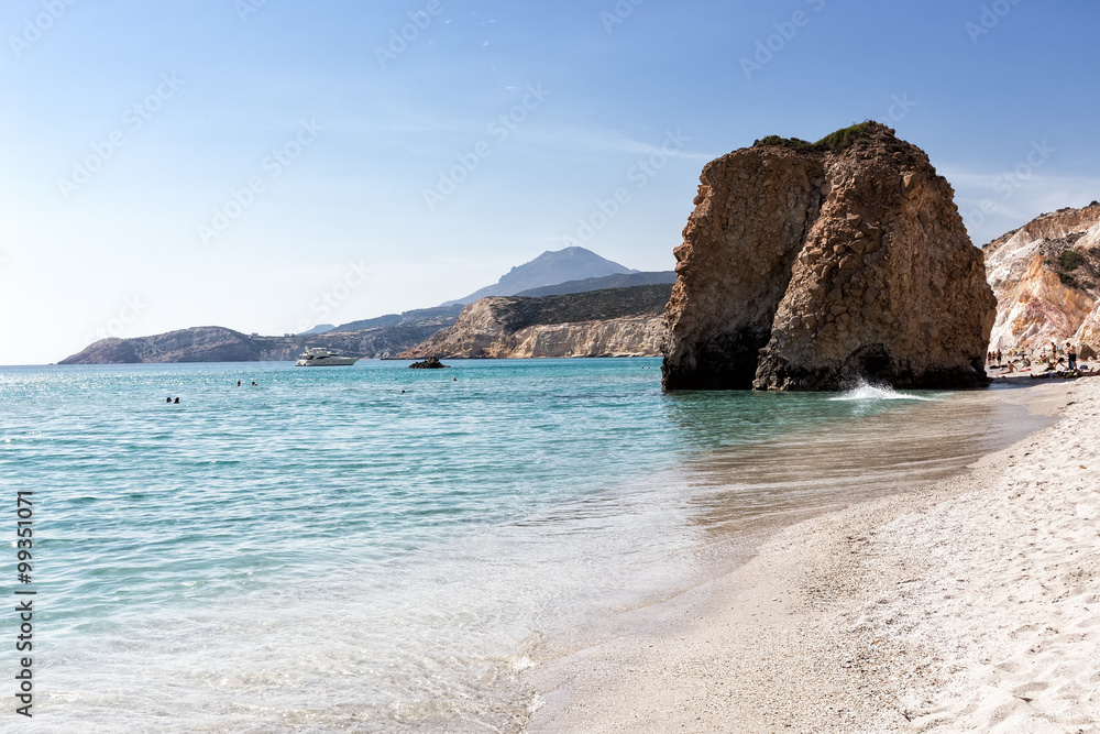 Beautiful natural colors of Firiplaka beach, Milos, Greece