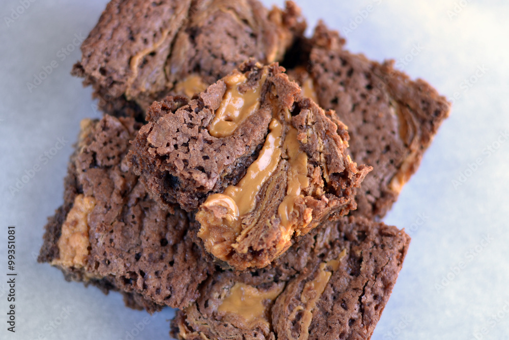 cluster of homemade peanut butter fudge brownies cluster of homemade peanut butter fudge brownies