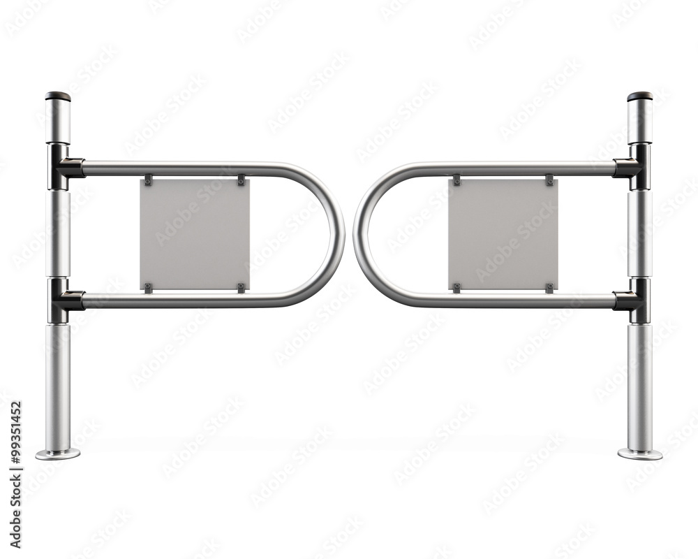 Obraz premium Entrance tourniquet, turnstile from chromes pipes. 3d.