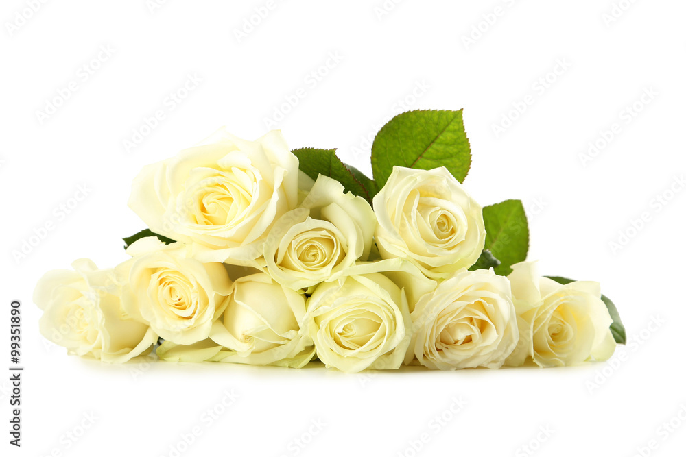 Fototapeta premium Bouquet of white roses isolated on white
