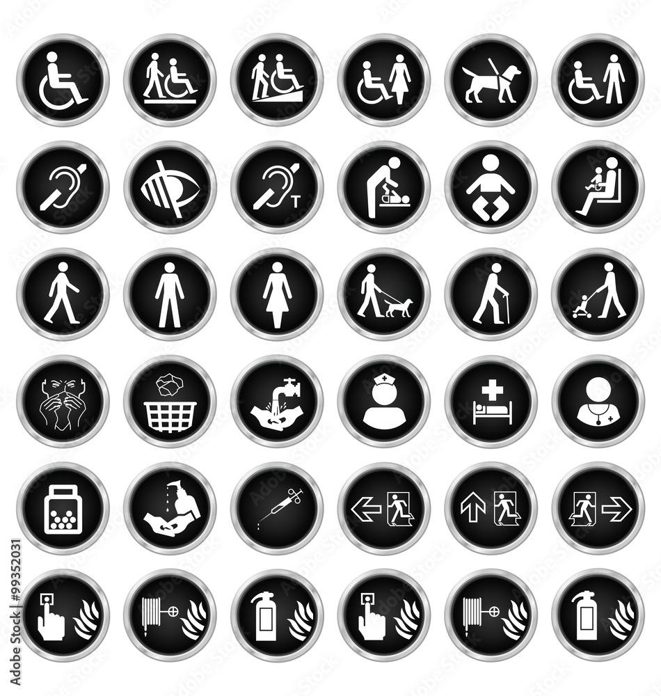 Disability people and medical Icon collection