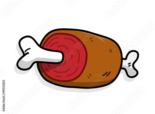 Raw Meat, a hand drawn vector illustration of a raw meat, isolated on a simple backdrop (editable).