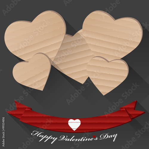 Handmade Valentine Day greeting card from cardboard