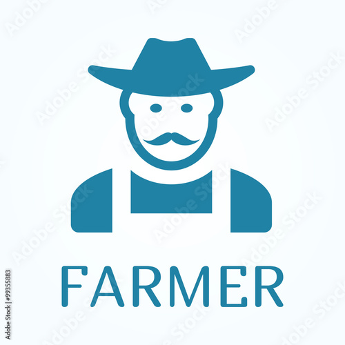 Icon or sign of farmer in flat style