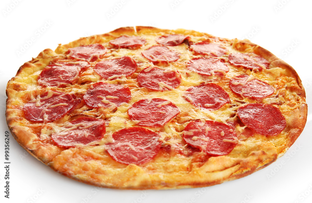 Pepperoni pizza, isolated on white