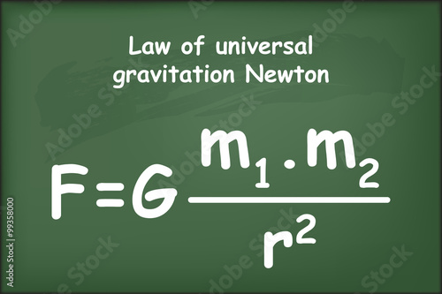 Photo Law of universal gravitation Newton on chalkboard vector