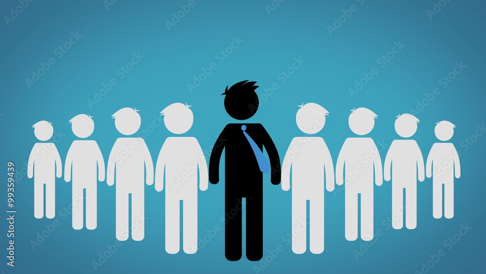 The concept of the Leader of a group, Pictogram over blue background (CEO), Animation of a Leader of a teamwork and the Workers Pop Up behind Their Leader. The concept of the Leader of a group, Pictogram over blue background (CEO), Animation of a Leader of a teamwork and the Workers Pop Up behind Their Leader.