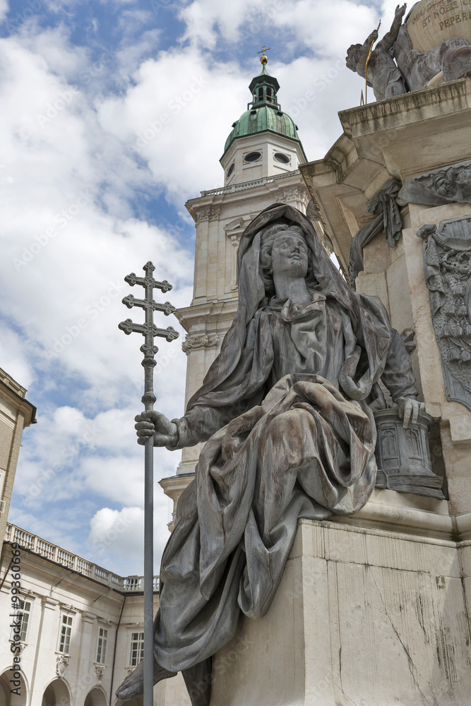 Statue in front of the Salzburg Dom, Austria.