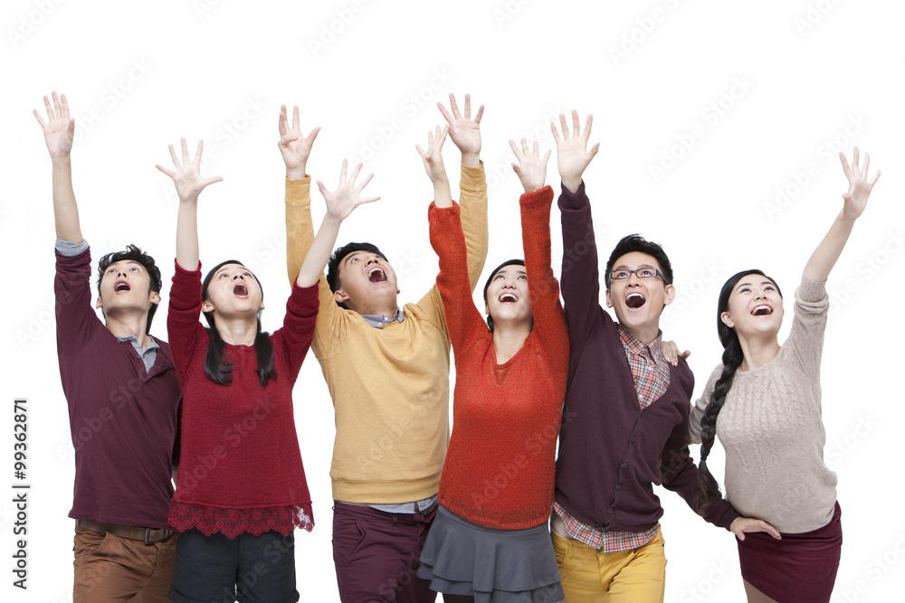 Excited young people in Chinese New Year Excited young people in Chinese New Year