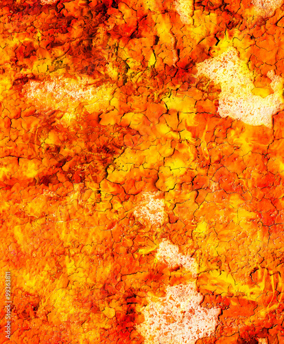 Fire flames background with desert crackle, LAVA structure. Computer collage. Earth Concept.