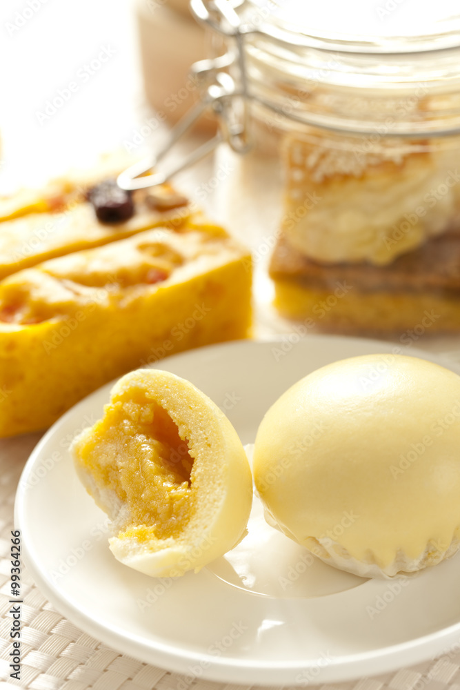 Chinese traditional dim sum—cream custard bun Chinese traditional dim sum—cream custard bun