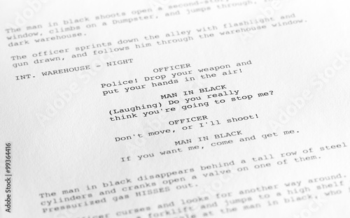 Screenplay close-up 1 (generic film text written by photographer)