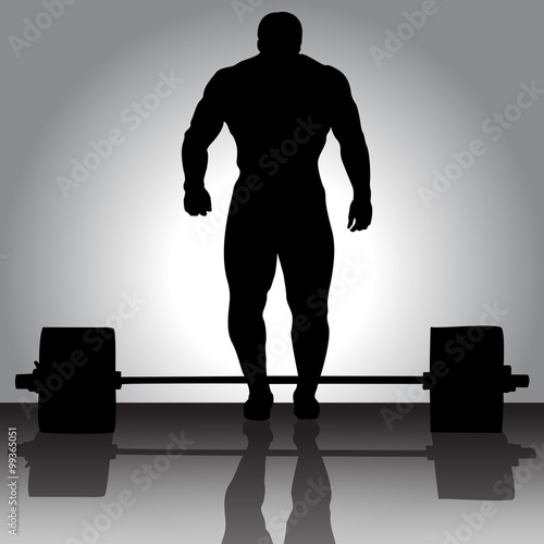 The vector illustration "Weightlifter with barbell"