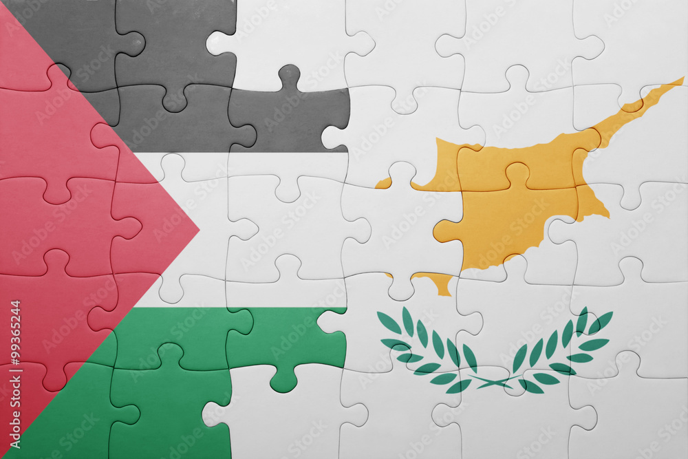 puzzle with the national flag of cyprus and palestine puzzle with the national flag of cyprus and palestine