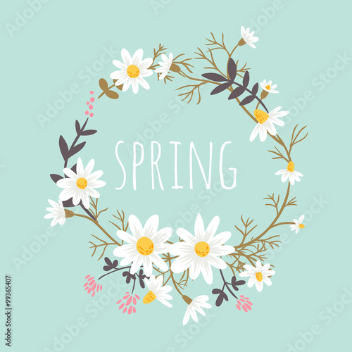 Fototapeta Naklejka Na Ścianę i Meble -  Chamomile. floral background. hand drawn vector illustration