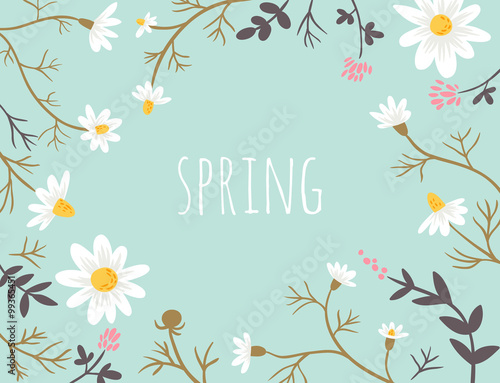 Fototapeta Naklejka Na Ścianę i Meble -  Chamomile. floral background. hand drawn vector illustration