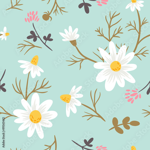 Fototapeta Naklejka Na Ścianę i Meble -  Chamomile. floral seamless pattern