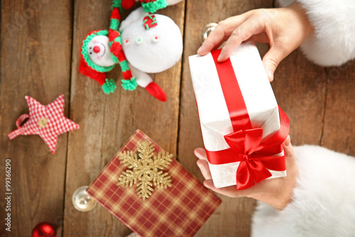 Beautiful gift box in Santa...